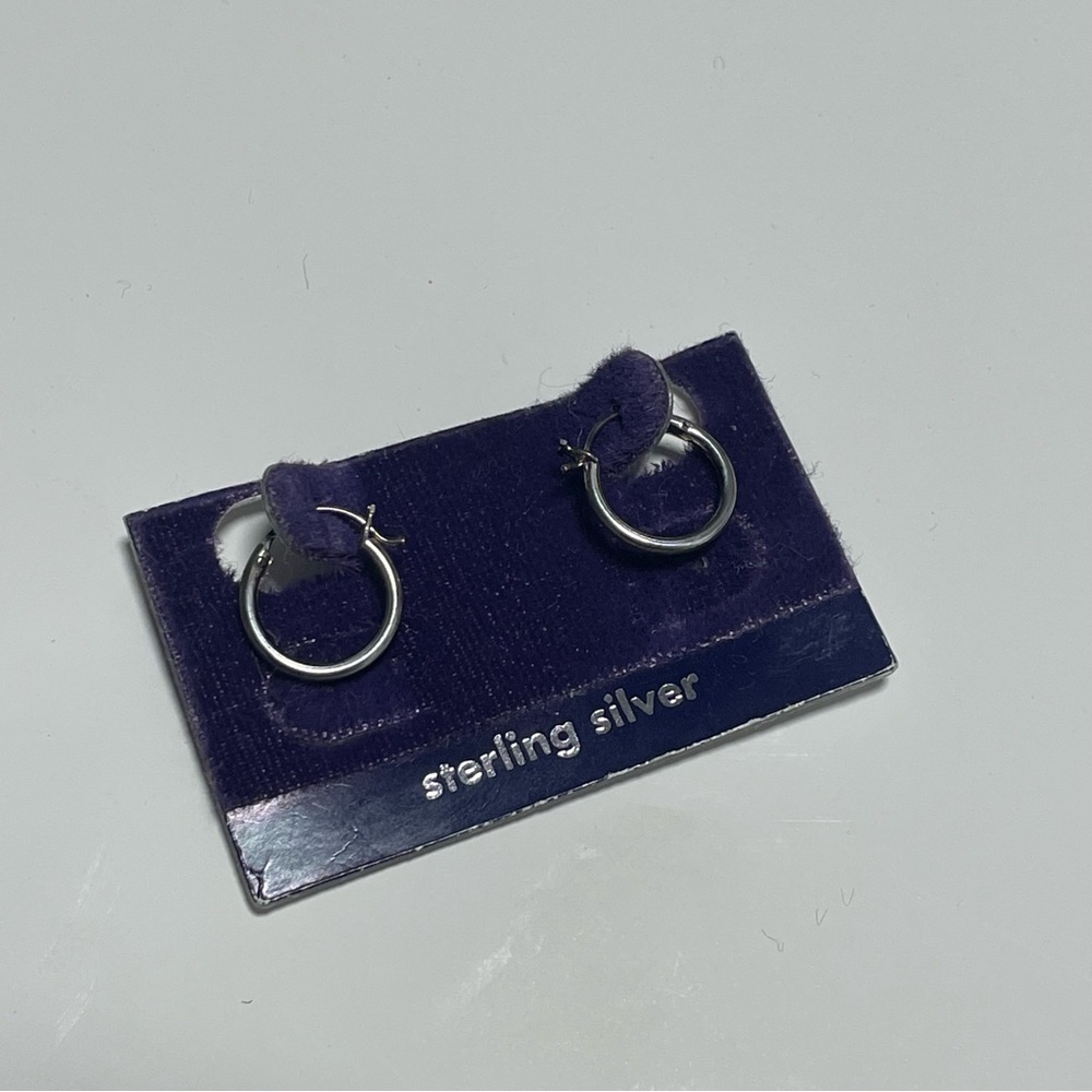 Y2K Vintage Sterling Silver Hoop Earrings Small Minimalist Plain Deadstock